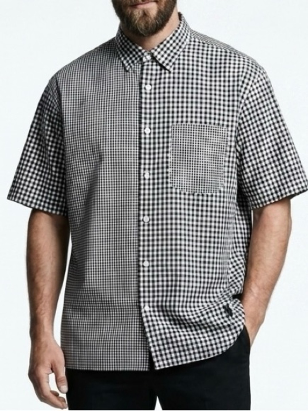 JW Anderson + UNIQLO Men’s Short-Sleeve Gingham Button-Up Shirt - Black/White